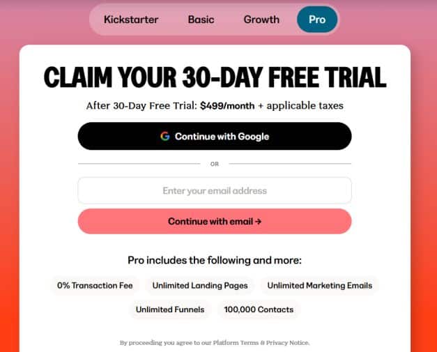 kajabi pro plan