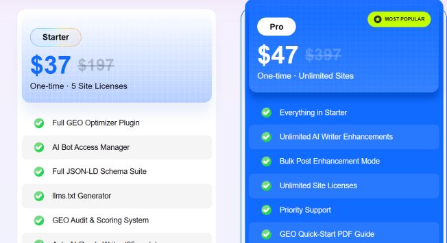 GEO Optimizer pricing